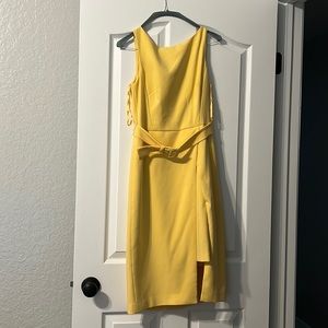 MIDI asymmetrical pastel yellow dress